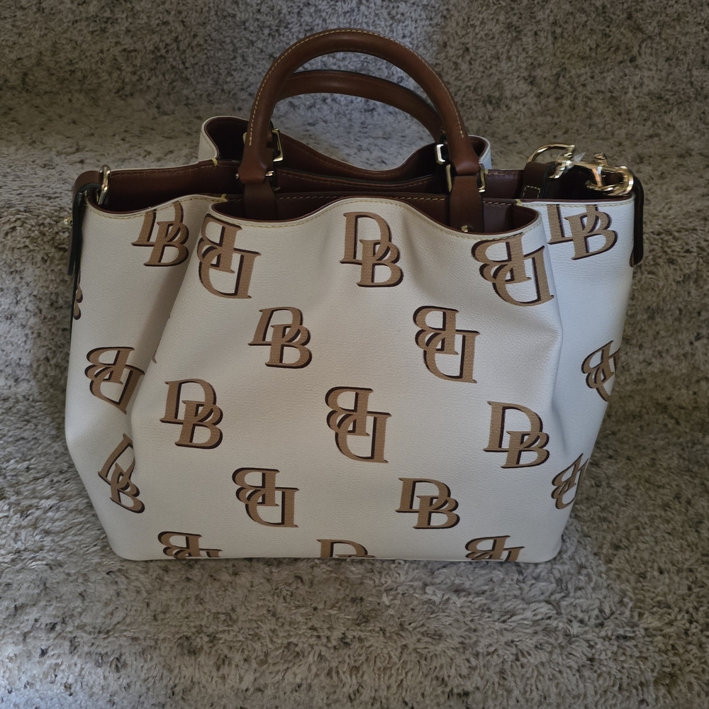 Dooney & Bourke Cream and Brown Barlow Satchel